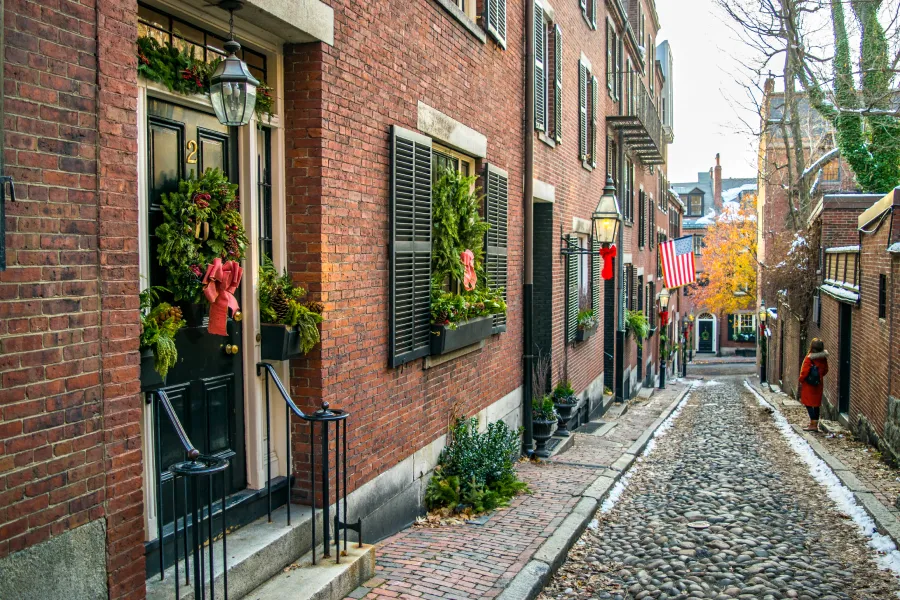 O bairro histórico de Beacon Hill, em Boston
