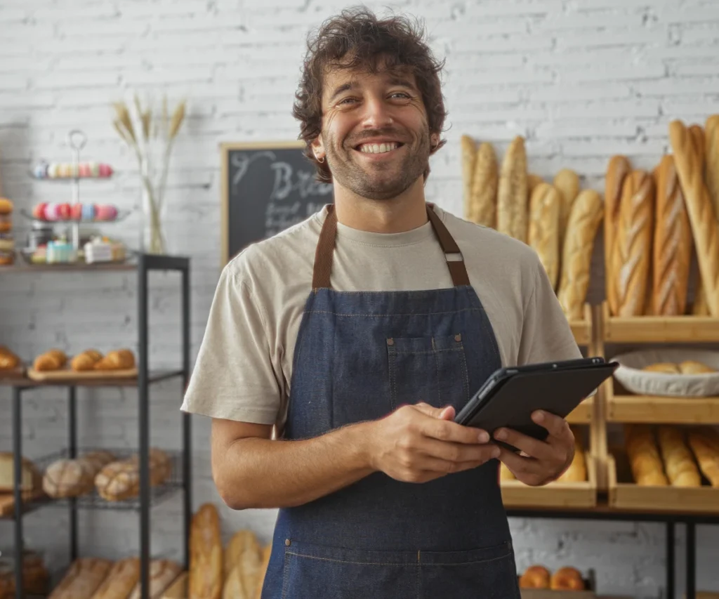 Homem trabalhando em restaurante
